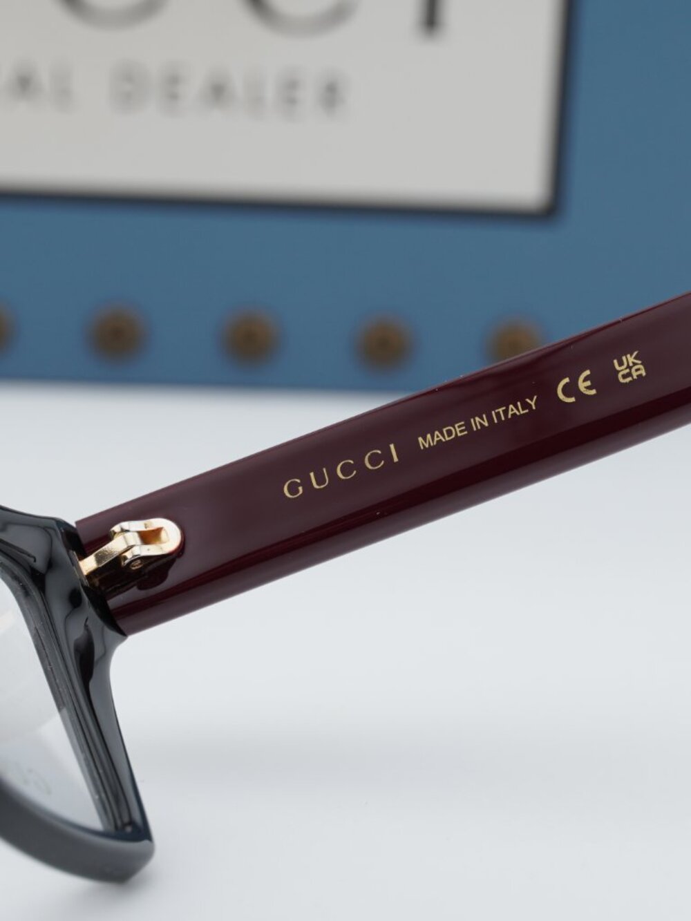 Gucci GG1715O 011 Cat Eye Eyeglasses – Black/Red 55mm - Picture 7 of 11